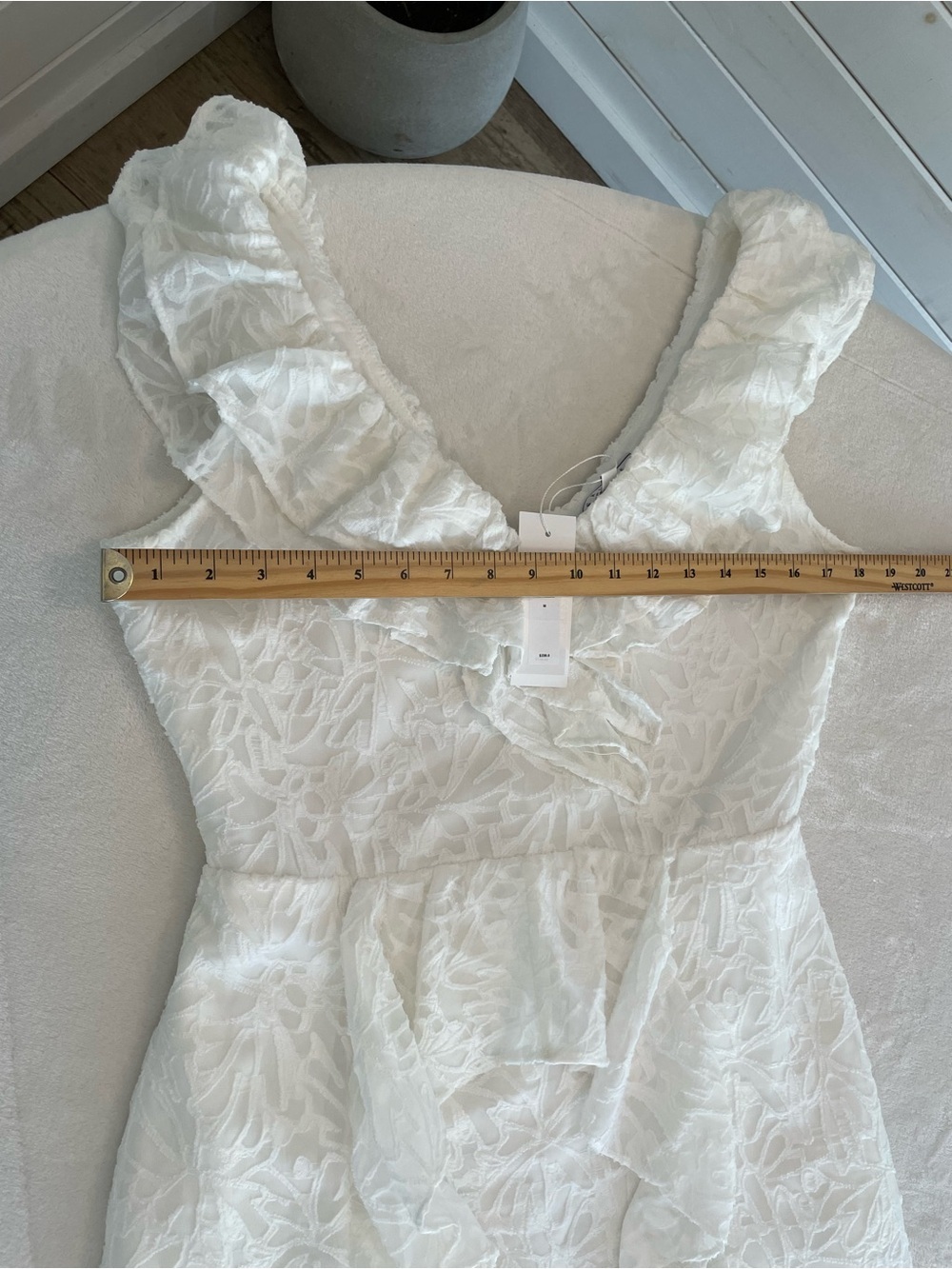 NWT Senlis Size M White Floral Textured Ruffle Maxi Dress Sleeveless Pockets - Picture 15 of 17
